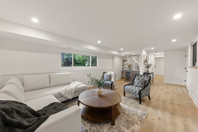 787 Bluejay Cir, Elk Grove Village, IL 60007 - living area with recessed lighting, light wood finished floors, and beverage cooler