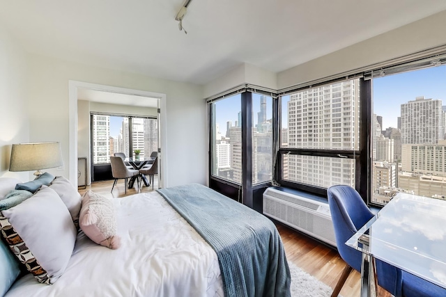 30 E Huron St Unit 2602, Chicago, IL 60611 - bedroom with a skyline view and wood finished floors