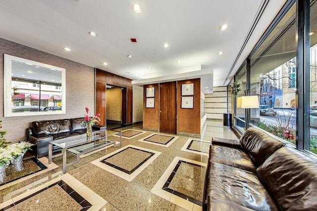 30 E Huron St Unit 2602, Chicago, IL 60611 - building lobby with recessed lighting and stairway