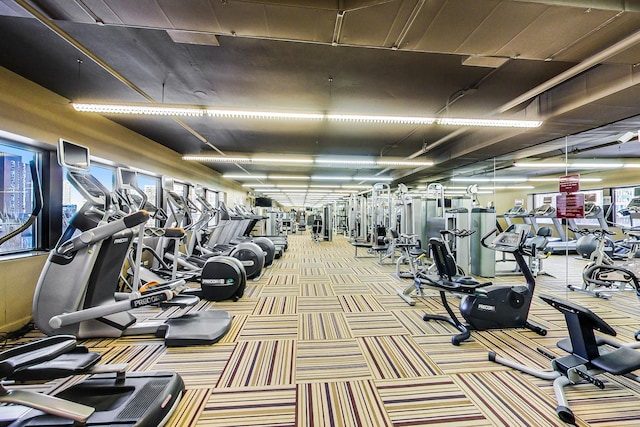 30 E Huron St Unit 2602, Chicago, IL 60611 - workout area with carpet flooring