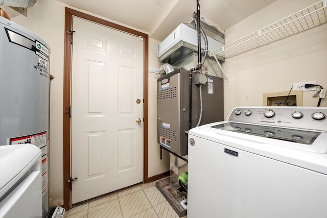 1097 Dovercliff Way, Crystal Lake, IL 60014 - laundry room featuring washing machine and dryer, water heater, and light floors