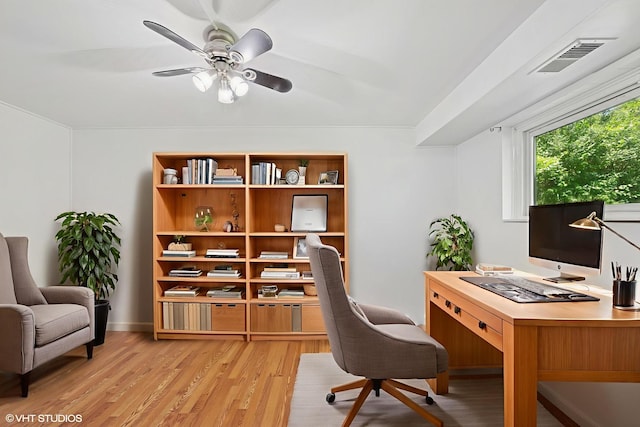 516 W Weathersfield Way, Schaumburg, IL 60193 - home office featuring light wood-style floors and ceiling fan