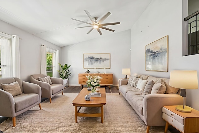 516 W Weathersfield Way, Schaumburg, IL 60193 - living area with vaulted ceiling, light wood-style flooring, and ceiling fan