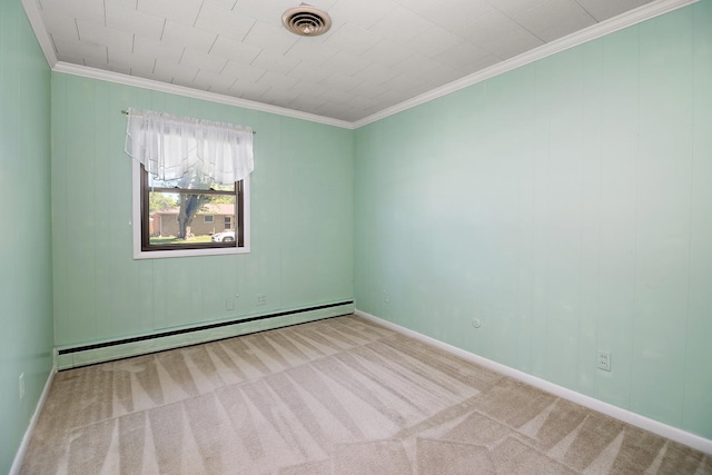 731 Bishop Ct, Bradley, IL 60915 - spare room with a baseboard heating unit, ornamental molding, and carpet flooring