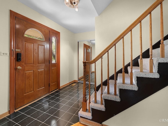 780 Chisholm Trl, Roselle, IL 60172 - foyer entrance featuring stairs and dark tile patterned flooring