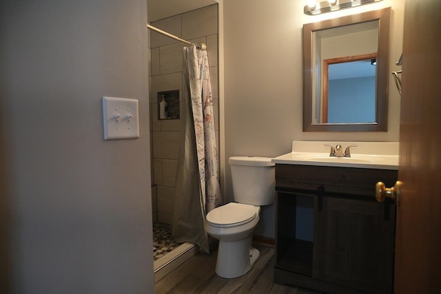 182 Cherrywood Ct, Romeoville, IL 60446 - full bathroom with vanity, a shower stall, and wood finished floors