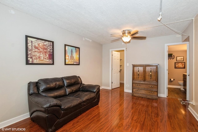 11129 NW Rd Unit A, Palos Hills, IL 60465 - living room with a textured ceiling, ceiling fan, and wood finished floors