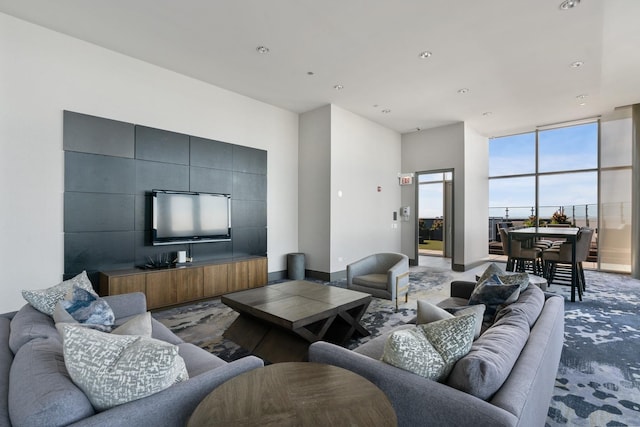 600 N Lake Shore Dr Unit 1905, Chicago, IL 60611 - carpeted living area with expansive windows and recessed lighting