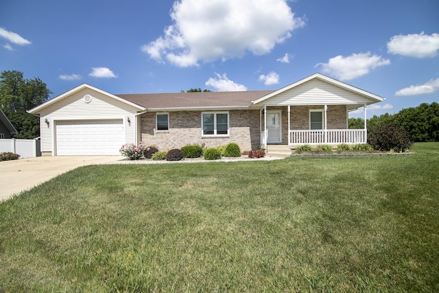 1642 Waterberry Ct, Bourbonnais, IL 60914 - single story home featuring a porch, brick siding, a garage, and concrete driveway
