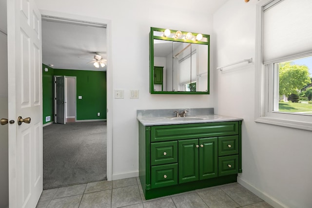 1642 Waterberry Ct, Bourbonnais, IL 60914 - bathroom with vanity, ceiling fan, and tile patterned floors
