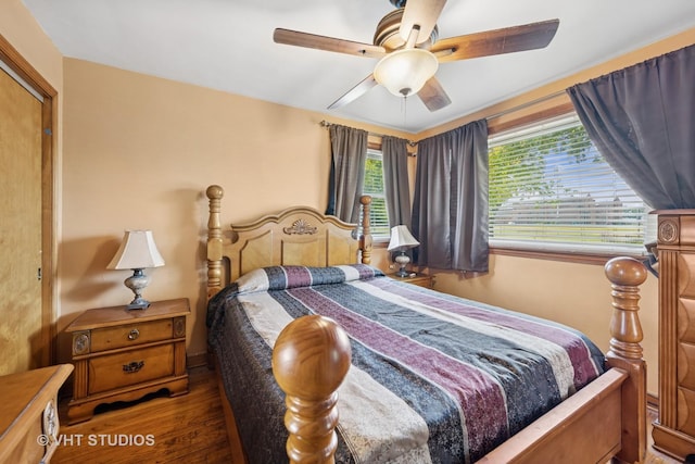 463 N Elm St, Hillside, IL 60162 - bedroom with wood finished floors and a ceiling fan