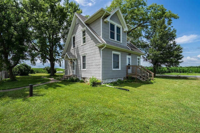 15313 Furrow Rd, Pekin, IL 61554 - view of side of property featuring a lawn and a shingled roof