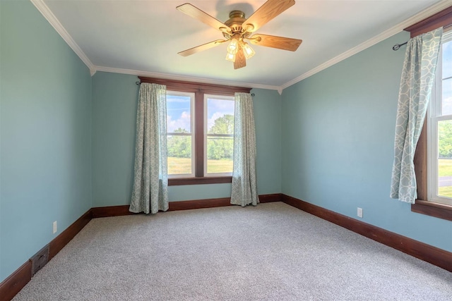 15313 Furrow Rd, Pekin, IL 61554 - carpeted spare room with crown molding and ceiling fan