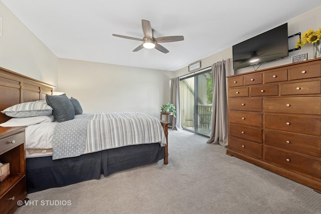 436 Shoreline Rd, Lake Barrington, IL 60010 - bedroom with light colored carpet, access to outside, and a ceiling fan