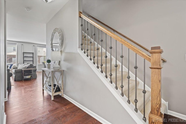 2267 Lundquist Dr, Aurora, IL 60503 - stairway with baseboards and wood finished floors