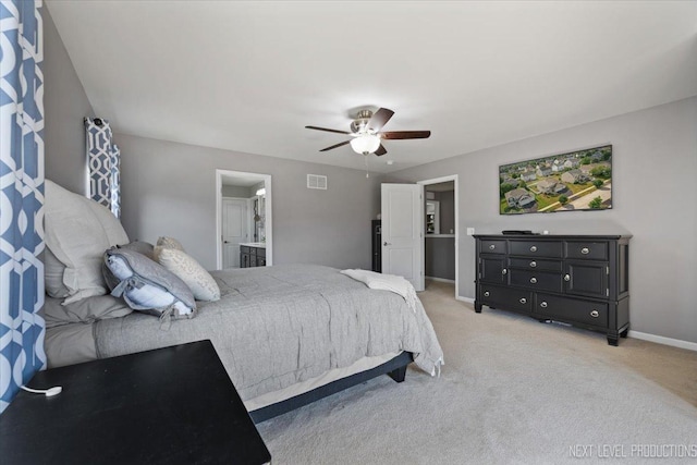 2267 Lundquist Dr, Aurora, IL 60503 - bedroom featuring light carpet, ceiling fan, and ensuite bathroom