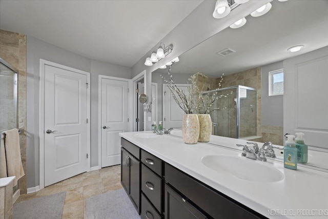 2267 Lundquist Dr, Aurora, IL 60503 - full bath with double vanity and a stall shower