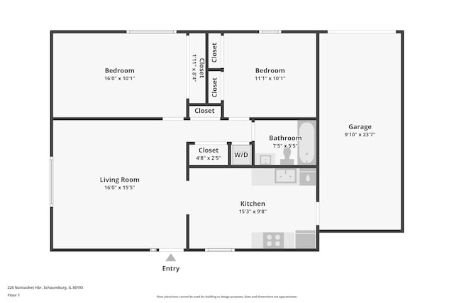 226 Nantucket Hbr Unit 226, Schaumburg, IL 60193 - view of home floor plan