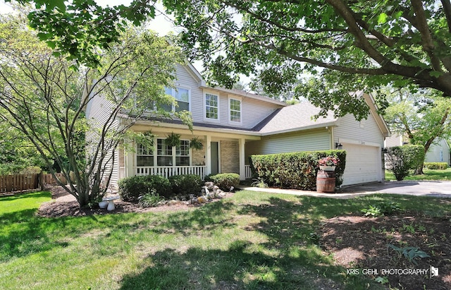 1115 E Fox Chase Dr, Round Lake Beach, IL 60073 - view of front of home with a porch, a garage, and driveway