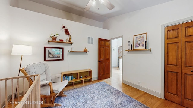 11649 S Walnut Ridge Dr, Palos Park, IL 60464 - sitting room with ceiling fan, light wood finished floors, and lofted ceiling