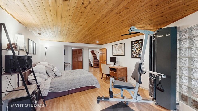 11649 S Walnut Ridge Dr, Palos Park, IL 60464 - bedroom with wood ceiling, wood finished floors, and recessed lighting