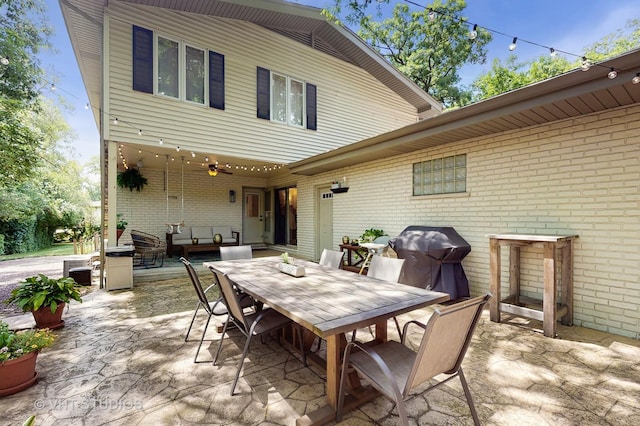 11649 S Walnut Ridge Dr, Palos Park, IL 60464 - view of patio / terrace featuring outdoor dining space, a grill, and ceiling fan