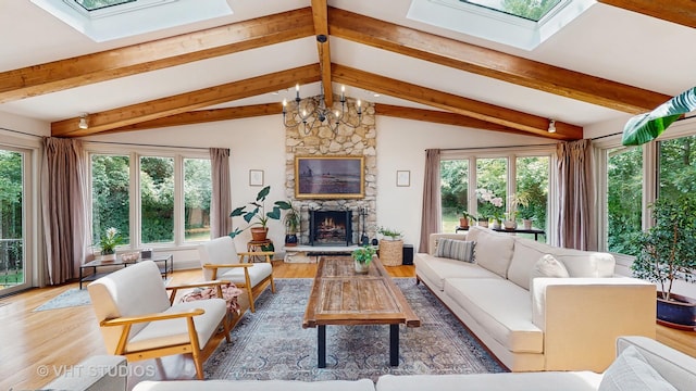 11649 S Walnut Ridge Dr, Palos Park, IL 60464 - living area with a skylight, wood finished floors, and plenty of natural light