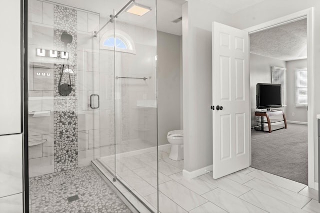 2913 Fox Creek Rd, Bloomington, IL 61705 - full bathroom featuring healthy amount of natural light, a shower stall, and marble finish floors