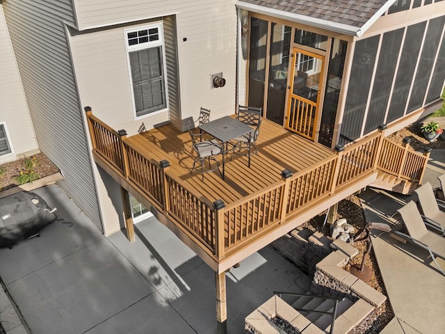 2913 Fox Creek Rd, Bloomington, IL 61705 - wooden terrace with outdoor dining space and a patio area