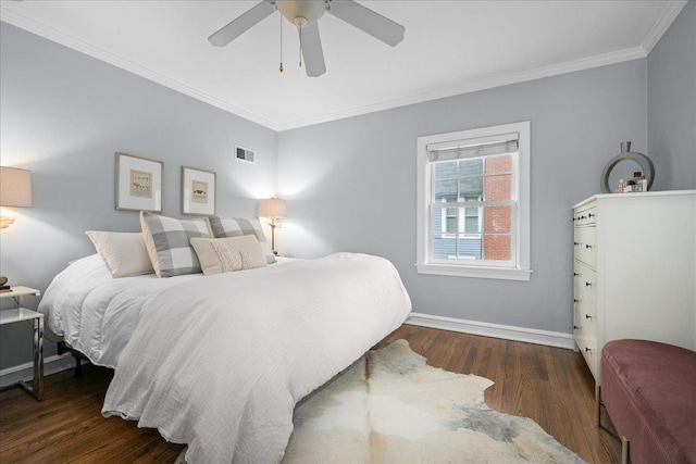 1726 Walnut Ave, Wilmette, IL 60091 - bedroom featuring ornamental molding, wood finished floors, and ceiling fan