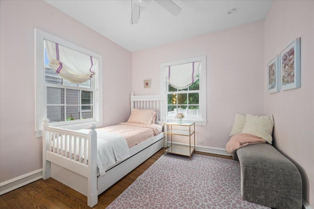 1726 Walnut Ave, Wilmette, IL 60091 - bedroom featuring multiple windows, wood finished floors, and a ceiling fan