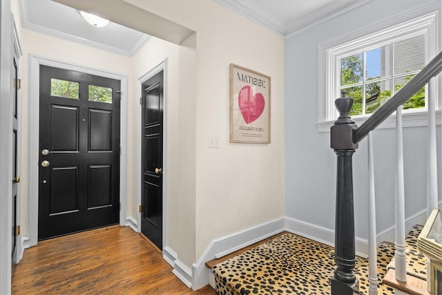 1726 Walnut Ave, Wilmette, IL 60091 - entrance foyer featuring plenty of natural light, wood finished floors, and ornamental molding