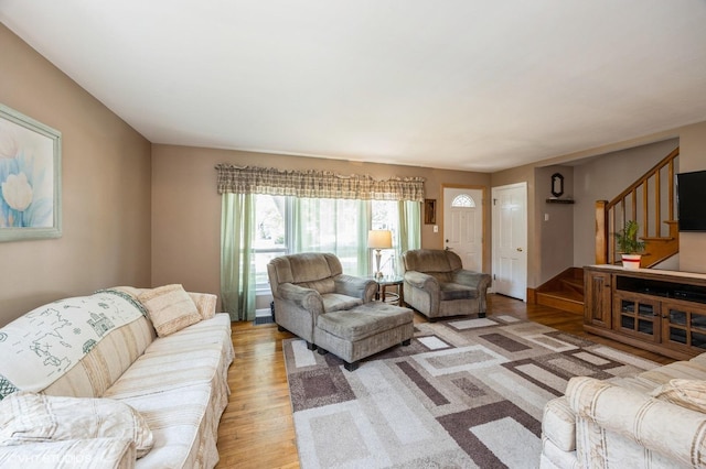 25 N Ashbel Ave, Hillside, IL 60162 - living room featuring stairs and light wood-type flooring