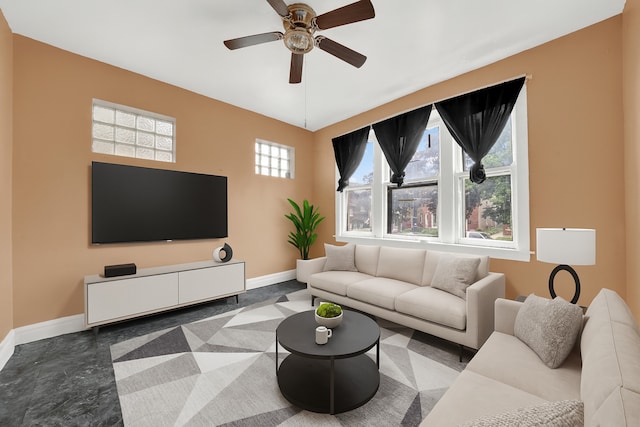 5322 W 22nd Pl, Cicero, IL 60804 - living room with baseboards and a ceiling fan