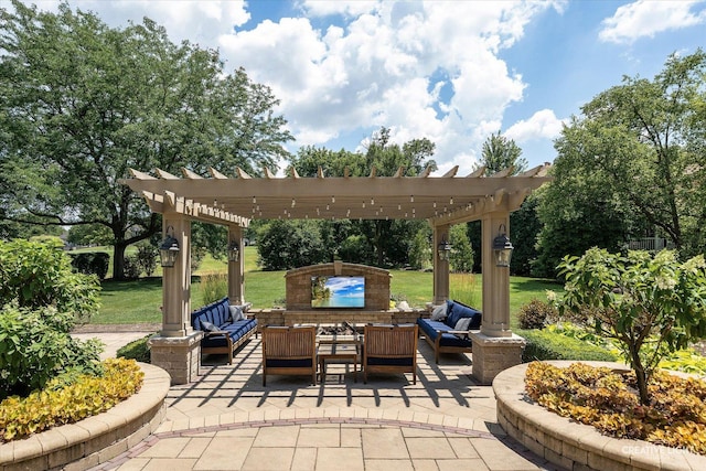 4211 Legend Ct, Naperville, IL 60564 - view of patio with an outdoor living space and a pergola