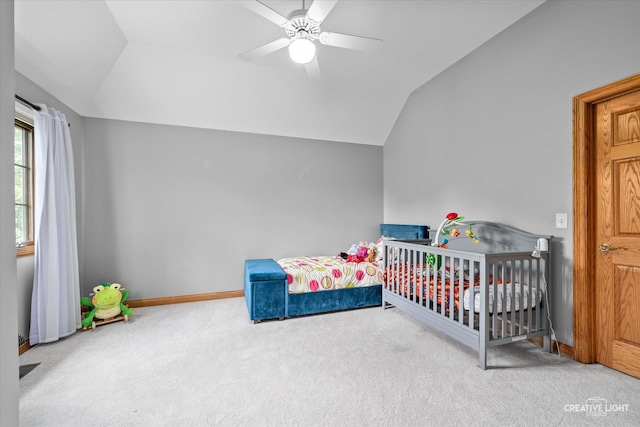4211 Legend Ct, Naperville, IL 60564 - carpeted bedroom featuring vaulted ceiling and ceiling fan