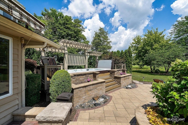 4211 Legend Ct, Naperville, IL 60564 - view of patio / terrace with an outdoor hot tub and a pergola