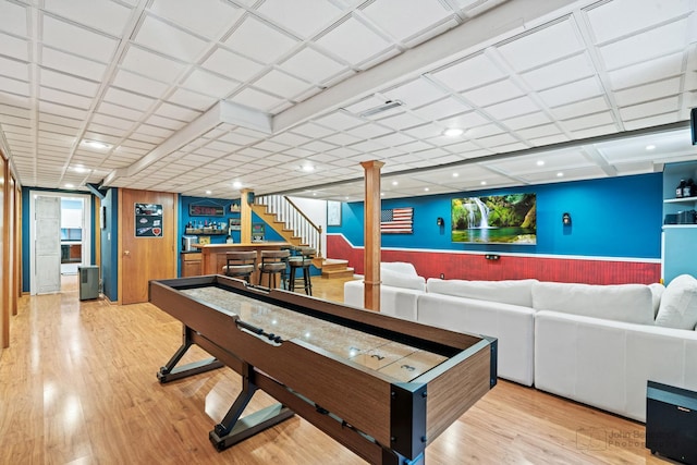 1120 Bennington Dr, Crystal Lake, IL 60014 - game room featuring wood finished floors, recessed lighting, and bar