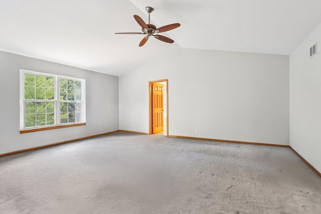 1271 Mcdole Dr, Sugar Grove, IL 60554 - spare room with carpet floors, a ceiling fan, and vaulted ceiling