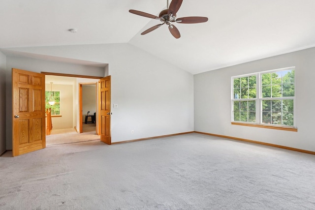 1271 Mcdole Dr, Sugar Grove, IL 60554 - unfurnished room with lofted ceiling, carpet flooring, ceiling fan, and a smoke detector