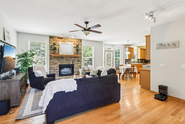 1271 Mcdole Dr, Sugar Grove, IL 60554 - living area with plenty of natural light, light wood-style flooring, and ceiling fan