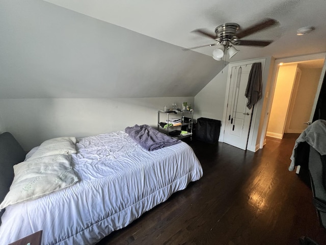 3321 W 71st St, Chicago, IL 60629 - bedroom with wood finished floors, a ceiling fan, and lofted ceiling