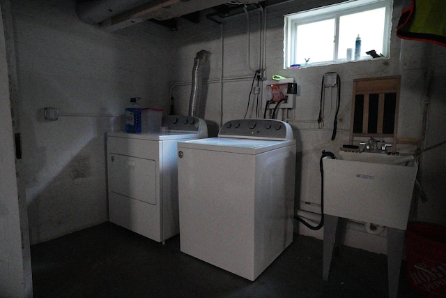 3321 W 71st St, Chicago, IL 60629 - laundry room with washer and dryer and a sink
