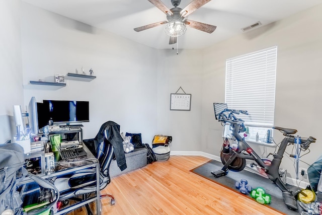 2716 N Kedzie Ave Unit 2, Chicago, IL 60647 - home office with ceiling fan and wood finished floors