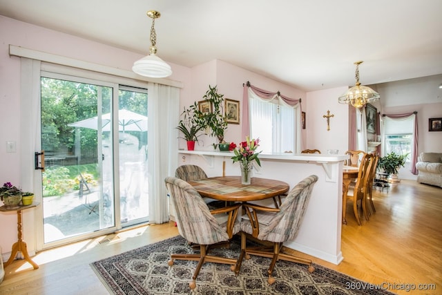 2325 N Lenox Ct, Round Lake Beach, IL 60073 - dining space with healthy amount of natural light, light wood-style floors, and a chandelier