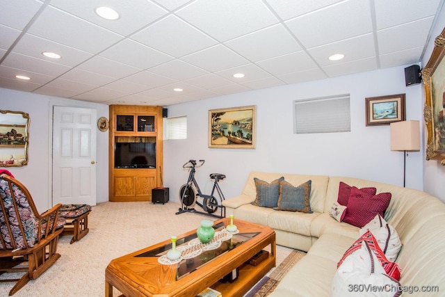 2325 N Lenox Ct, Round Lake Beach, IL 60073 - carpeted living room with recessed lighting and a drop ceiling