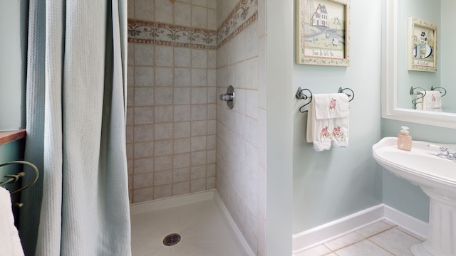315 E Union Ave, Wheaton, IL 60187 - bathroom with tile patterned floors and a shower stall