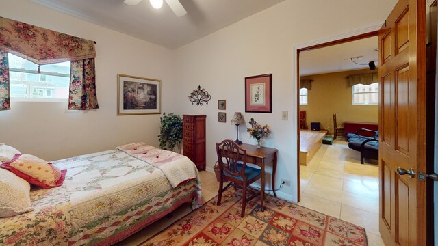 315 E Union Ave, Wheaton, IL 60187 - bedroom featuring light tile patterned flooring and ceiling fan
