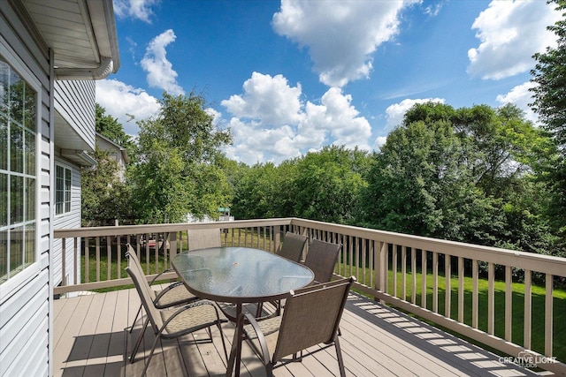210 Fox Chase Dr N, Oswego, IL 60543 - deck featuring outdoor dining space and a yard