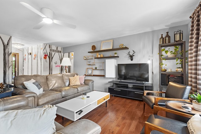 3034 Warwickshire Dr, Machesney Park, IL 61115 - living room featuring ceiling fan and hardwood / wood-style floors